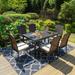 7/9-Piece Patio Dining Set , 6/8 Rattan Wicker Armrest Fixed Chairs with Cushion and 1 Expendable Metal Table