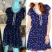 Anthropologie Dresses | Nwot Anthropologie Maison Jules Retro Navy Blue Feather Red Blue Dress | Color: Blue/Red | Size: S