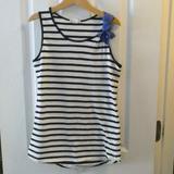 J. Crew Shirts & Tops | Crewcuts Tank Top Navy White Stripe Chambray Style Bow Left Shoulder Sz 14 | Color: Blue/White | Size: 14g