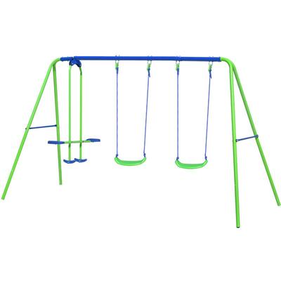 Outdoor Toys - Doppel-Gartenschaukeln für Kinder + 3 Jahren aus Metall 280x140x180 cm Belastung bis