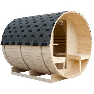 Outdoor Fasssauna lahti deluxe l - 195 x 220 cm für 4 Personen Gartensauna Außensauna Saunakabine