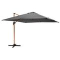 Parasol déporté carré 3x3m effet bois anthracite