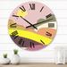 Designart 'Full Moon Mountain Retro Landscape II' Mid-Century Modern wall clock