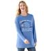 Plus Size Women's Disney Women's Long Sleeve Crew Tee Eeyore Could be Worse by Disney in French Blue Eeyore (Size 6X)