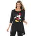 Plus Size Women's Disney Women's Hanky Hem Black Tunic Mickey Mouse and Minnie Mouse by Disney in Black Mickey Minnie (Size M)