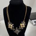 J. Crew Jewelry | J. Crew Goldtone Glass And Crystal Necklace | Color: Black/Gold | Size: Os