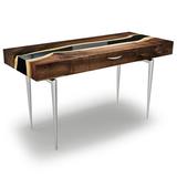 Arditi Collection Harmonia River Solid Wood Desk Wood/Metal in Gray | 29.5 H x 55 W x 23.6 D in | Wayfair ARD-007-SATIN-DARKCHROME