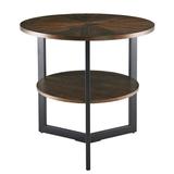 Union Rustic Round Side Table, 2-Tier End Table Nightstand, With Storage Rack Snack Table Wood Look Accent Table w/ Metal Frame For Living Room | Wayfair