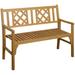 Red Barrel Studio® Wooden Garden Outdoor Bench Wood/Natural Hardwoods in Yellow | 35.5 H x 47.5 W x 21.75 D in | Wayfair