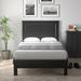Lark Manor™ Algene Twin Size Bed Frame Platform Slat High Headboard Bedroom Rubber Wood Leg Metal in Black | 41.5 H x 41.5 W x 78 D in | Wayfair