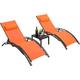 Latitude Run® Outdoor Patio Chaise Lounge Chair Set Of 3, Poolside PVC-Coated Polyester Lounger Set, Backyard Reclining Tanning Chair W/side Table | Wayfair