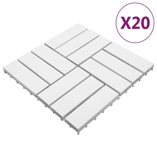 vidaXL Terrassenfliesen 20 Stk. Weiß 30×30 cm Massivholz Akazie