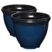 Southern Patio Heritage Outdoor Round Glossy Resin Planter, Monaco Blue (2 Pack) - 1