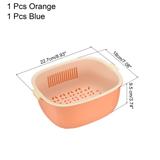 2PCS Kitchen Food Strainer Bowl Plastic Double Layered Drain Basket - 22.7 x 18 x 9.5 cm