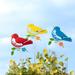 Glitzhome Set of 3 Metal Spring Garden Butterfly Birds Yard Stakes