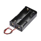 Battery Case Storage Box 2 Slots x 3.7V 2-Wire Lead for 2 x 18650 Battery 10 Pcs - Black
