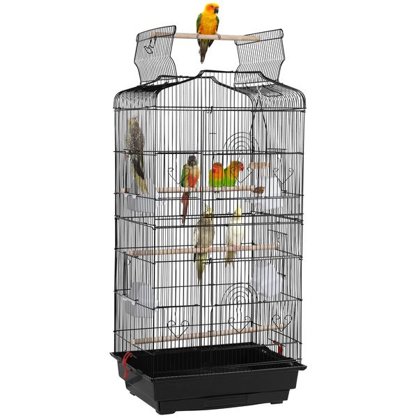 topeakmart-black-open-top-metal-bird-cage,-41"-h,-11.5-lbs/