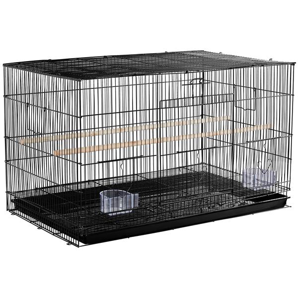 topeakmart-black-18"-flight-cage-with-slide-out-tray-for-birds,-11.8-lbs,-white/