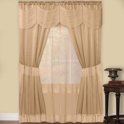 Wide Width Halley 6 Piece Window Curtain Set by Achim Home Décor in Taupe (Size 56