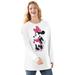 Plus Size Women's Disney Women's Long Sleeve Crew Tee Minnie Mouse Posing by Disney in White Minnie (Size L)