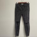 Madewell Jeans | Madewell High Rise Skinny Jeans Distressed Raw Hem Denim 9 Inch Rise Size 24 | Color: Black | Size: 24