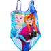 Disney Swim | Disney - Frozen Themed Swimsuit With Elsa & Anna, Frilly Tulle, Size Xs Girls. | Color: Green/Yellow | Size: Xsg