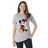 Plus Size Women's Disney Women's Short Sleeve Crew Tee Heather Gray Mickey Mouse and Minnie Mouse Hug by Disney in Heather Grey Disney Group (Size M)