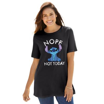 Plus Size Women's Disney Women's Short Sleeve Crew Tee Stitch Nope Not Today by Disney in Black Stitch Nope (Size 1X)