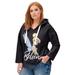 Plus Size Women's Disney Women's Hooded Sweatshirt Tinkerbell by Disney in Black Tinkerbell (Size 18/20)