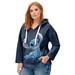 Plus Size Women's Disney Women's Hooded Sweatshirt Navy Stitch Happy by Disney in Navy Happy Stitch (Size 10/12)