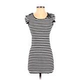 iROO Casual Dress Ruffles Short Sleeve: White Stripes Dresses - Women's Size 36