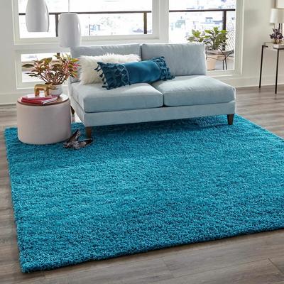 Teppich Home - Prime Shaggy Hochflor Langflor Teppich Einfarbig Modern Türkis,40x60 cm Image