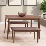 CorLiving Branson Dining Set with Bench in Warm Walnut Stain, 3pc