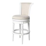 Maven Lane Pullman Bar Stool, Alabaster White Finish w/ Cream Fabric Upholstery - Bar - 31 Inch Seat Height