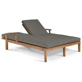 HiTeak Furniture Delano Outdoor Teak Double Reclining Sunlounger with Cushions - HLSL2689C-CC