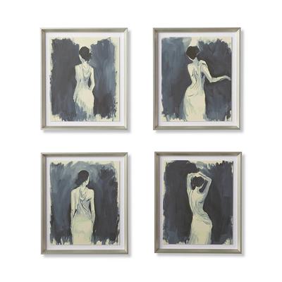 Set of 4 Slate Blue Figural Prints - Frontgate