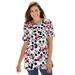 Plus Size Women's Disney Women's Short Sleeve Crew Tee Mickey Mouse All Over Print by Disney in White Heads Print (Size S)