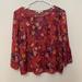 American Eagle Outfitters Tops | Closet Closing - American Eagle Orange Floral Long Sleeve Top With Front Keyhole | Color: Orange/Red | Size: Xs