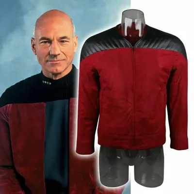 Veste d'Uniforme Rouge de la Nouvelle Génération Rek services.com Picard pour Homme Costume d'Hiver