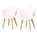 Ensemble de 2 chaises de salle à manger fauteuil minimaliste rétro moderne pieds en hêtre en