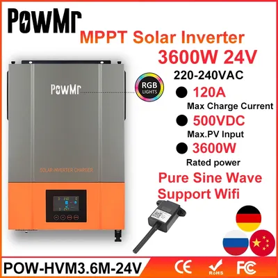 PowMr – nouveau système hybride de chargeur solaire MPPT 120A onduleur tout-en-un 3600W 24V sortie