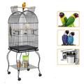 Cage de Parrot Oiseaux en Fer + Plastique + Bois avec 3 Portes + Bac de Glissement