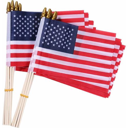 Kleine amerikanische Flaggen - 12er-Pack, 4x6 Zoll kleine amerikanische Flaggen auf Stiel,