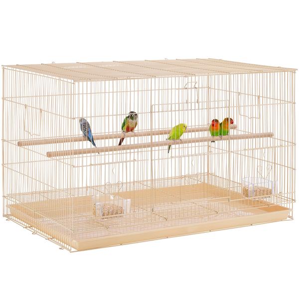 topeakmart-almond-18"-flight-cage-with-slide-out-tray-for-birds,-11.8-lbs,-tan/