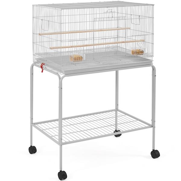 topeakmart-light-gray-47"-flight-cage-with-slide-out-tray-and-rolling-detachable-stand-for-birds,-20.3-lbs/