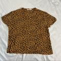 Free People Tops | Free People Cheetah Leopard Print Tee Shirt Crew Neck | Color: Black/Brown | Size: S