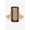 Women's Yellow Gold over Silver Smoky Quartz and White Topaz Ring (11 5/8 cttw.) by PalmBeach Jewelry in Yellow Gold (Size 9)