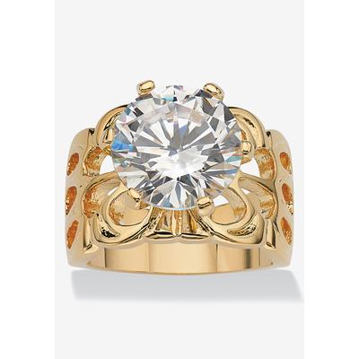 Women's Yellow Gold-plated Cubic Zirconia Solitaire Engagement Ring by PalmBeach Jewelry in Cubic Zirconia (Size 5)