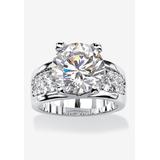 Women's Platinum-Plated Round Engagement Ring Cubic Zirconia (7 cttw TDW) by PalmBeach Jewelry in Platinum (Size 7)