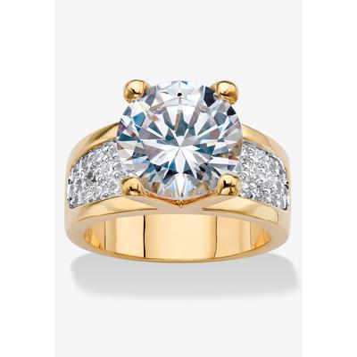 Women's Yellow Gold-Plated Round Engagement Anniversary Ring Cubic Zirconia by PalmBeach Jewelry in Gold (Size 5)